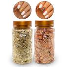 Kit 2 Potes Folha de Ouro Dourado e Bronze Rosé Nail Art Decoração de Unhas Manicure Nail Designer