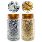 Kit 2 Potes Grandes Folha Ouro Dourado Prata Decoração Unhas Manicure Nail Art Nail Designer Unhas Naturais Unha de Gel Encapsulamento