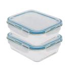 Kit 2 Potes Hermético de Vidro Borossilicato Marmita 1000ml Vasilha Alimentos Retangular