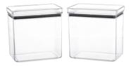 Kit 2 Potes Hermético P/ Grãos Cozinha Empilhável 1300 Ml