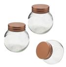 Kit 2 Potes Hermético Porta Mantimentos Vidro 180ml Rose Gold