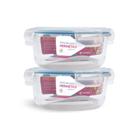 Kit 2 Potes Hermético Redondo De Vidro Com Tampa 620ml