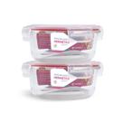 Kit 2 Potes Hermético Redondo De Vidro Com Tampa 620ml