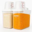 Kit 2 Potes Herméticos 1,1L com Copo Medidor Acrílico Transparente para Grãos, Cereal e Arroz Irsina