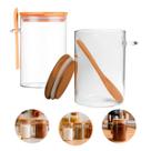 Kit 2 Potes Herméticos com Colher e Tampa de Bambu 550ml Vidro Borossilicato Organizador de Despensa Porta Tempero Mantimentos Kit 2 Potes Herméticos com Colher e Tampa de Bambu 550ml Vidro Borossilicato Organizador de Despensa Porta Tempero Mantimentos