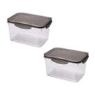 Kit 2 Potes Herméticos com Travas 4L Plasútil Tampa Preto Alimentos Modular Despensa Comida Prático