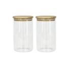 Kit 2 Potes Herméticos de Vidro com Tampa de Bambu 1500ml