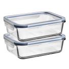Kit 2 Potes Herméticos de Vidro Retangular 640ml Marmita de Alimentos P/ Micro-ondas ou Freezer