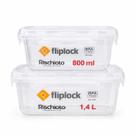 Kit 2 Potes Herméticos Fliplock Tampa Trava 800ml E 1,4L Kit 2 Potes Herméticos Fliplock Tampa Trava 800ml E 1,4L