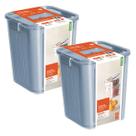 kIT 2 Potes Herméticos Slim Com Cesto E Tampa Com Travas 3050ml Cinza Paramount Plásticos