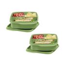 Kit 2 Potes Herméticos Tupperware Basic Line Divisória Verde 550ml Kit 2 Potes Herméticos Tupperware Basic Line Divisória Verde 550ml