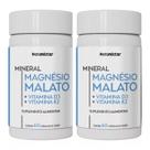 Kit 2 Potes Magnésio Malato Vitaminas D3 K2 Suplemento Alimentar Natural 120 Cápsulas 100 Puro Original Concentrado