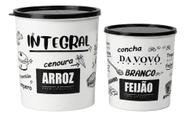 Kit 2 Potes Mantimento Arroz Integral Feijao Branco Tampa