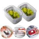 Kit 2 Potes Organizador de Geladeira Com Tampa 650ml Para Frutas e Verduras Cesto Interno Removível Lavagem Alimentos OU