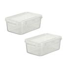 Kit 2 Potes Plástico 500 ml c/ Travas Corpo e Tampa Transparente