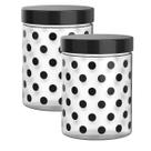 Kit 2 Potes Plástico Porta Mantimentos Bolachas Biscoito Poá Bolinhas Organizadores Cozinha -