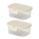 Kit 2 Potes Porta Alimentos Multiuso Tampa Fixa 1000ml Retangular Organizador Cozinha Resistente