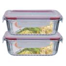 Kit 2 Potes Retangular 4 Travas Marmita Canelado 1520ml