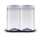 Kit 2 Potes Reto Minimalista 1500ml Plástico Tampa Branca Transparente Mantimento