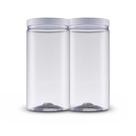 Kit 2 Potes Reto Minimalista 2000ml Plástico Tampa Branca Transparente Mantimento
