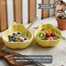 Kit 2 Potes Sobremesa Com 2 Colheres para Frutas em Formato de Pera Cor Amarelo