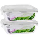 Kit 2 Potes Tampa Hermetica Retangular Vidro 1520ml Grande