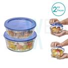 Kit 2 Potes Tigela de Vidro com Tampa Plástica Laguna 750ml e Oceani 600ml Vitazza:Para Servir, Organização de Cozinha e Geladeira, Opção Sustentável