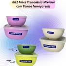 Kit 2 Potes Tramontina MixColor em Polipropileno 300ml e 600ml com Tampa Transparente