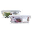 Kit 2 Potes Vidro Hermético Com Divisória 640ml Marmita Fit