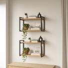 Kit 2 Prateleira Dupla Estante Mdf 30x60cm Tipo Industrial