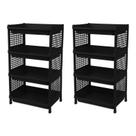Kit 2 Prateleira Estante De Plástico 4 Andares Multiuso Desmontável 40x28x70cm Elloplas - Preto