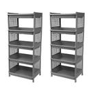 Kit 2 Prateleira Estante De Plástico 5 Andares Multiuso Desmontável 40x28x90cm Elloplas - Cinza Kit 2 Prateleira Estante De Plástico 5 Andares Multiuso Desmontável 40x28x90cm Elloplas - Cinza