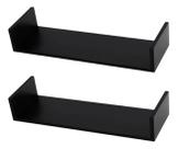 Kit 2 Prateleira Nicho U 50x15x10p Branco Mdf Preto M13