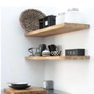 Kit 2 Prateleiras 120x20 Suporte Invisível Madeira Maciça