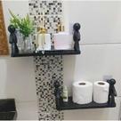 Kit 2 Prateleiras Boneco Preta de Plástico Para Banheiro Cozinha Multifuncional Sem Furos Na Parede