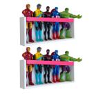 Kit 2 Prateleiras Bonecos Heróis Barbie Estante Brinquedos Infantis Pelúcias Nicho Decorativo Quarto