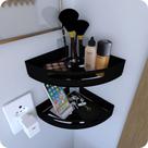 Kit 2 Prateleiras de Canto Para Quarto Inox Preto Multiuso Kit 2 Prateleiras de Canto Para Quarto Inox Preto Multiuso
