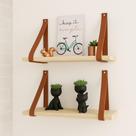 Kit 2 Prateleiras de Madeira Pinus 40cm com Alça Caramelo Decorativas para Quarto Sala