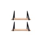 Kit 2 Prateleiras de Madeira Pinus 60x20cm com Alça Preta Decorativas para Quarto Sala