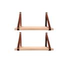 Kit 2 Prateleiras Madeira Pinus 60X15cm com Alça Caramelo Decorativas para Casa Quarto Sala