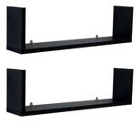 Kit 2 Prateleiras Nicho U 54x10x15 Livros Decoração - Preto