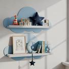 Kit 2 Prateleiras para Quarto Infantil Nuvem Branco / Azul