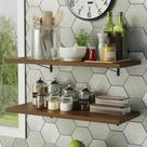 Kit 2 Prateleiras Suspensas Para Cozinha 80 Cm Rustic