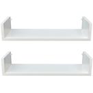 Kit 2 Prateleiras U Mdf 55x10cm Branco Nicho Livros Revista