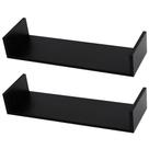 Kit 2 Prateleiras U Mdf 55x15cm Preto Nicho Livros Revista