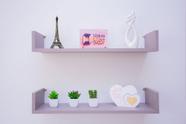 Kit 2 Prateleiras U Mdf 65x25 Cinza Nicho Livros Revista