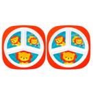 Kit 2 Pratinhos Papinha Infantil Estampa Leãozinho com 3 Divisórias Original Buba