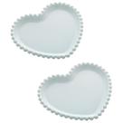 Kit 2 Pratos De Cerâmica Coração 20cm Formato Coração Fofo Conjunto Para Servir Lanches Jantar Almoço Café Com Borda Pearl