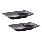 Kit 2 Pratos Petisqueira Melamina Preto Sushi Shoyu 19cm