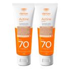 Kit 2 Protetor Solar Actine Colors Pele Morena FPS 70 Toque Seco 40g